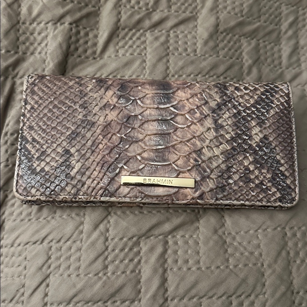Brahmin Silver Grey Pink Snake Pattern Wallet - Picture 4 of 5
